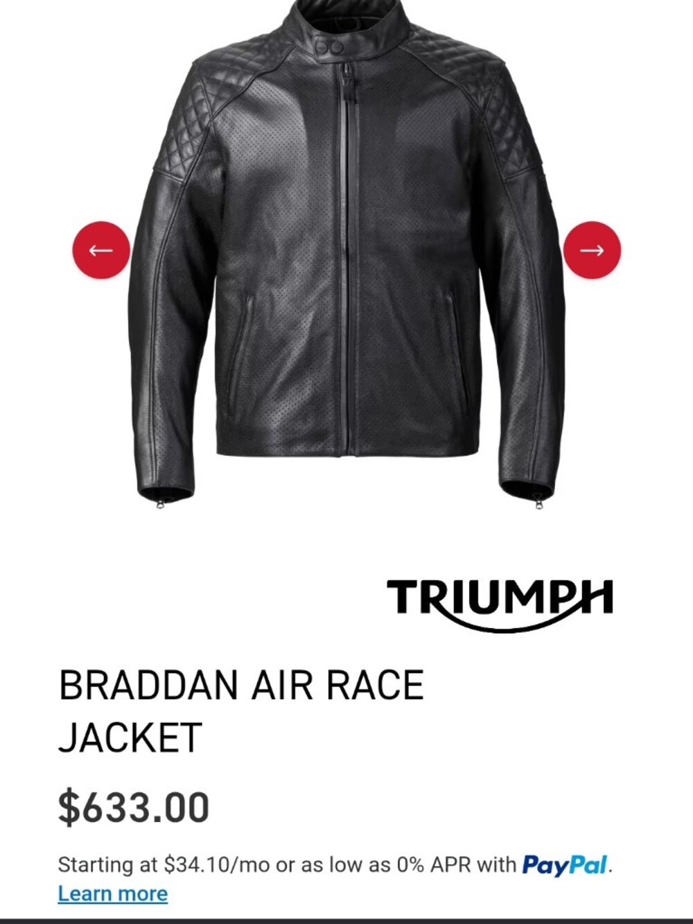 Braddan Triumph Genuine Leather Jacket Size L